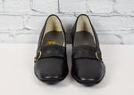 Women's Vintage 80s Foot-So-Port Stepettes Black Kiltie Buckle Pump Heels - 9 2A/B