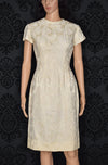 Vintage 60s Ivory Silk Brocade Wedding Cocktail Dress - 10