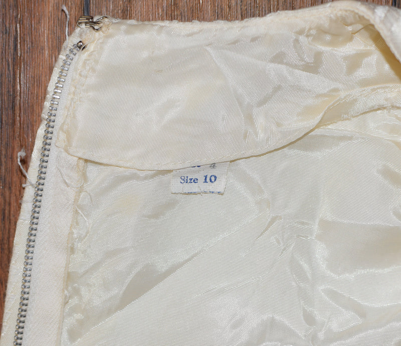 ヴィンテージ 60 年代 アイボリー シルク ブロケード ウェディング カクテル ドレス - 10