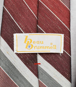 ヴィンテージ Beau Brummell レッド &amp; グレー斜めストライプ ワイド ネクタイ
