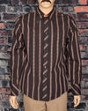 Brown Striped BEN SHERMAN Long Sleeve Button Up Shirt - 3/L