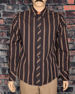Men's Ben Sherman Brown Striped Long Sleeve Button Up Shirt - 3/L