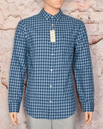 NWT -Dark Blue Checkered Original PENGUIN Long Sleeve Button Down Shirt - L