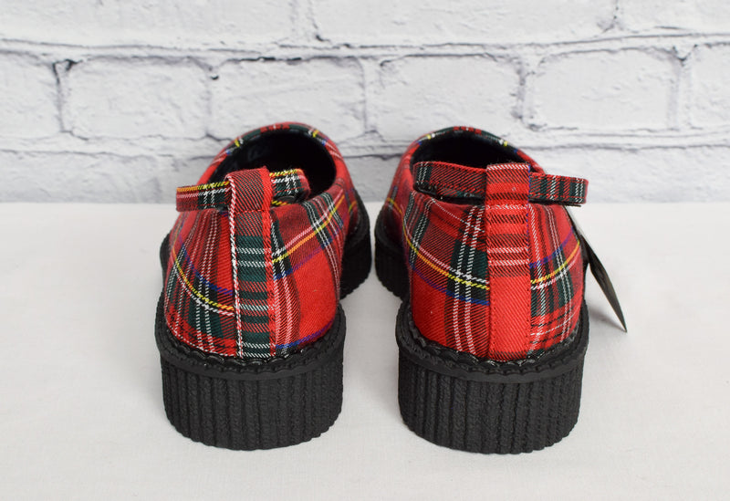 NEW IN BOX T.U.K. Footwear Red Plaid Pointed Ballet Creeper