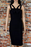 Black JANIE BRYANT for UNIQUE VINTAGE Wiggle Sleeveless Dress w/ Bow Accent - M
