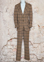 RARE Vintage 70s Brown Plaid 2 pc. Suit