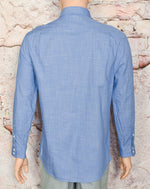 Men's Ben Sherman Tailored Slim Fit Blue & White Strokes Long Sleeve Button Up Shirt - 16-1/2, 32-33