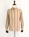 Vintage 60s/70s Brown Striped BARRY DISLEY De Luxe Long Sleeve Button Up Shirt - 15-1/2