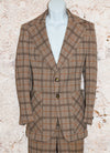 RARE Vintage 70s Brown Plaid 2 pc. Suit