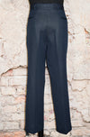 Vintage 90s Dark Blue & White Pinstripe Polyester Dress Pants