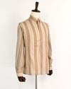 Vintage 60s/70s Brown Striped BARRY DISLEY De Luxe Long Sleeve Button Up Shirt - 15-1/2