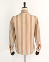 Vintage 60s/70s Brown Striped BARRY DISLEY De Luxe Long Sleeve Button Up Shirt - 15-1/2