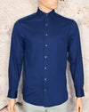 Men's Ben Sherman Tailored Slim Fit Dark Blue Long Sleeve Button Up Shirt - 15-1/2