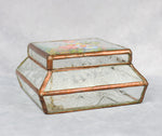 Vintage Embossed Glass Jewelry Box w/ Floral Decal