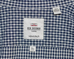 Dark Blue Checkered BEN SHERMAN "Tailored Slim Fit" Long Sleeve Button Up Shirt - 16-1/2, 32-33
