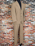 Vintage 70s Striped Style Khaki Brown 2pc. Polyester Suit