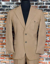 Vintage 70s Striped Style Khaki Brown 2pc. Polyester Suit