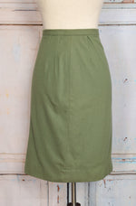 Vintage 50s/60s Olive Green GARLAND MELOSPUN Wool Midi Skirt