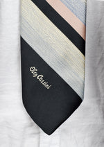 Vintage Oleg Cassini by Burma Black & Grey Diagonally Striped Necktie