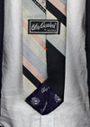 Vintage Oleg Cassini by Burma Black & Grey Diagonally Striped Necktie