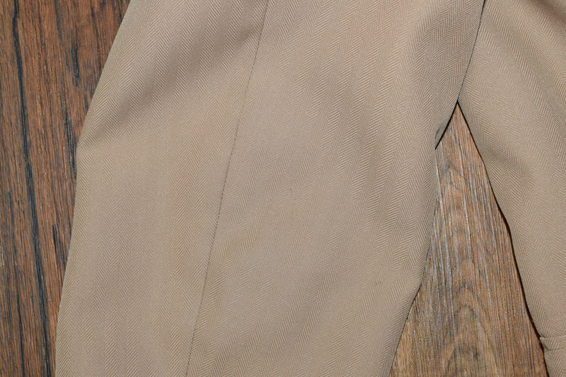 Vintage 70s Striped Style Khaki Brown 2pc. Polyester Suit