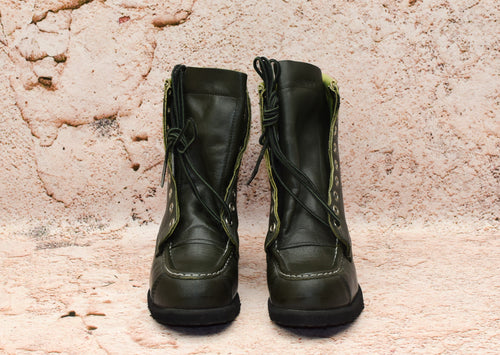 DEADSTOCK 70s Green Leather BROWNING Hunting Boots - 5 C