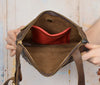 Brown Textured Leather Crossbody Shoulder Bag
