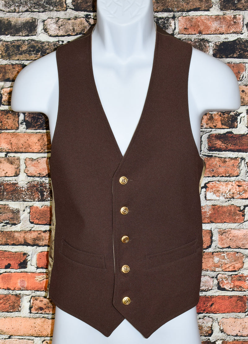 Vintage 60s/70s Beige & Brown SEARS, ROEBUCK, AND CO Perma-Prest Reversible Suit Vest