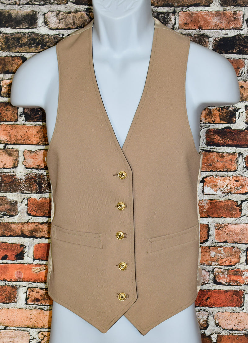 Vintage 60s/70s Beige & Brown SEARS, ROEBUCK, AND CO Perma-Prest Reversible Suit Vest