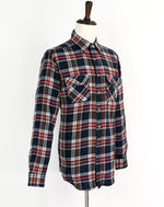 Vintage 90s Blue & Maroon Plaid SEARS X-Tall Long Sleeve Flannel Shirt - L