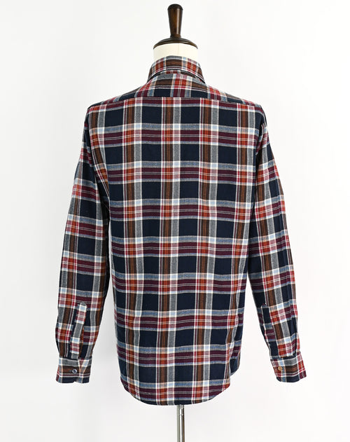Vintage 90s Blue & Maroon Plaid SEARS X-Tall Long Sleeve Flannel Shirt - L