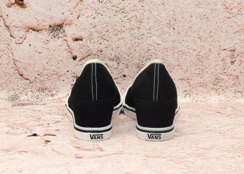 RARE Black VANS Slip On Canvas Wedges - 9