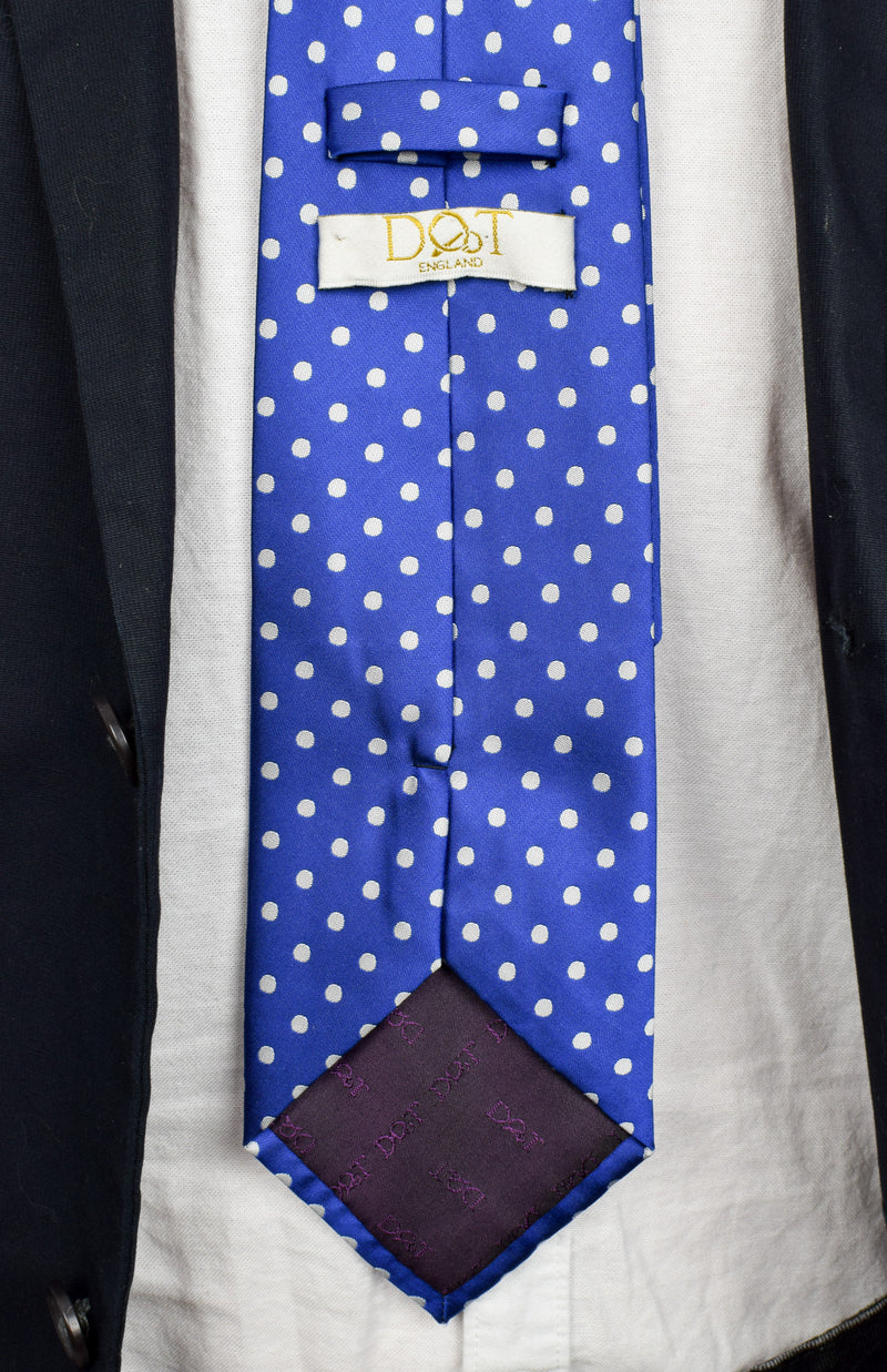 DQT England Royal Blue & White Polka-dot Necktie
