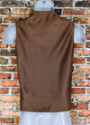 Vintage Faux Suede Beige & Brown Reversible Suit Vest - 40A