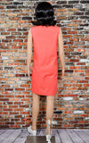 Women's Vintage 60s Montgomery Ward Peachy Pink Snap Button Diner Style Sleeveless Dress - 12
