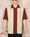 Rusted Red & Cream LUCKY PARADISE Retro Bowling Shirt