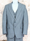 RARE Vintage 70s/80s Bluish-Grey & White Pinstripe RICHARD ERIC 3pc. Suit