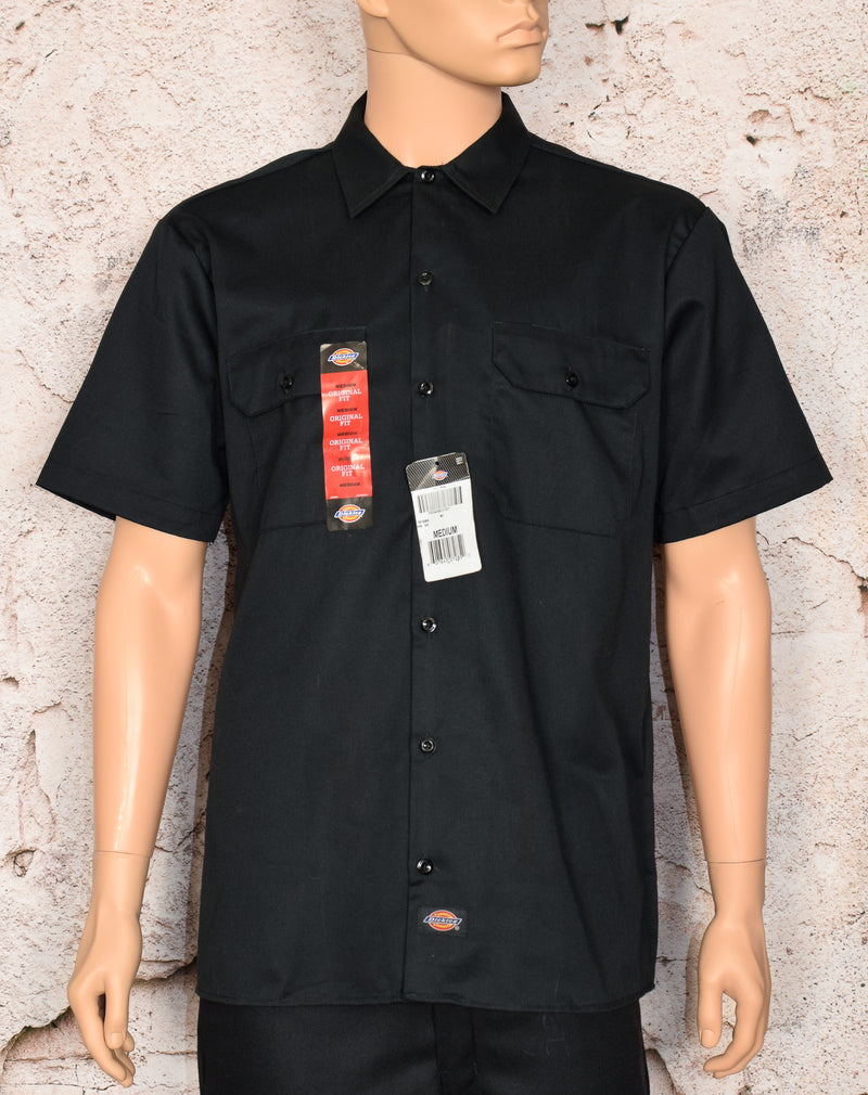 New w/ Tags Men's Dickies Original Fit Black Button Up Short Sleeve Shirt - M