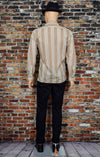 Men's Vintage Barry Disley De Luxe Brown Striped Long Sleeve Button Up Shirt - 15-1/2