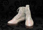 RARE IN BOX Vintage 90s LA DURANCE BY PANIAN'S White Sequin Combat Boots - 4 M