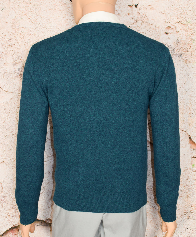 Men's Vintage 90s Puritan V-Neck Pullover Turquoise Sweater - M