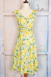 Vintage 90s Yellow/Green Floral ROBBIE BEE Petite Dress - 14P