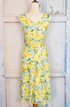 Vintage 90s Yellow/Green Floral ROBBIE BEE Petite Dress - 14P