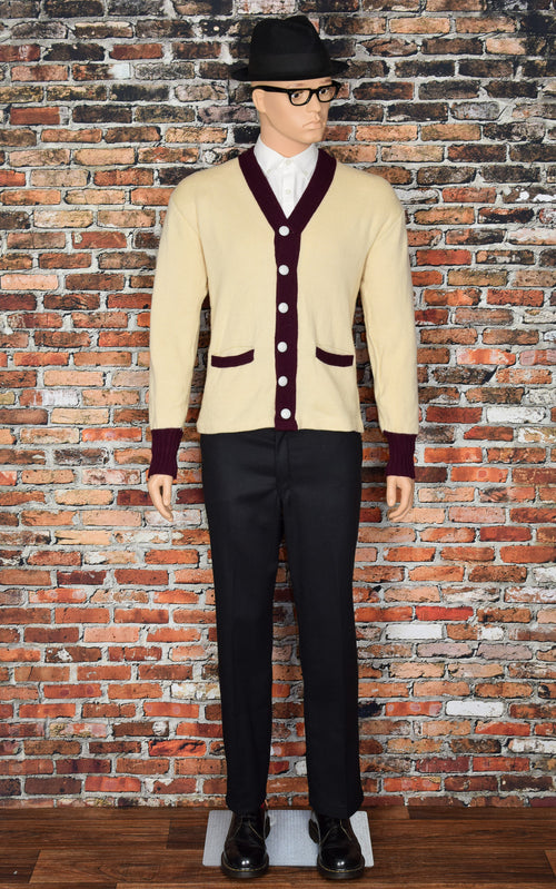 Men's Vintage Hewitt Mfg. Corp. Maroon/Tan Cardigan Sweater