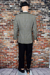 Men's Vintage Roman Style by Brioni Black & White Plaid Suit Jacket Blazer - 46/56