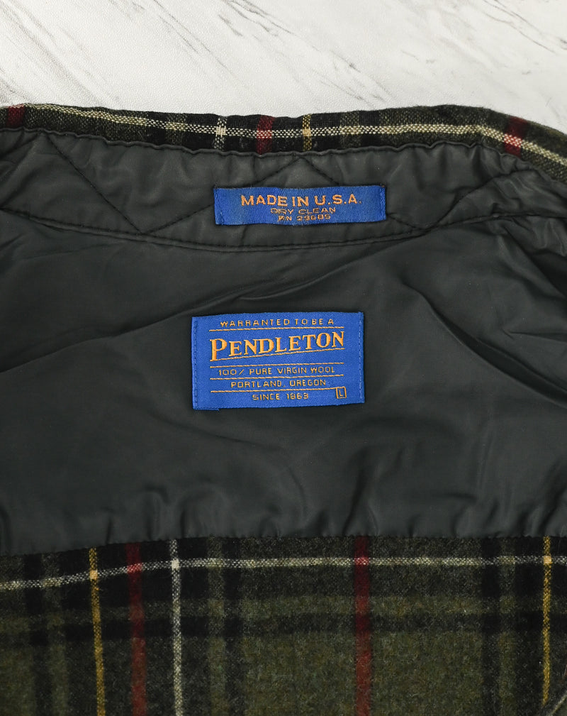 Vintage 80s Green Tartan Plaid PENDLETON Flannel Shirt - L