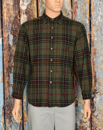 Men's Vintage 80s Pendleton Green Tartan Plaid Flannel Shirt - L