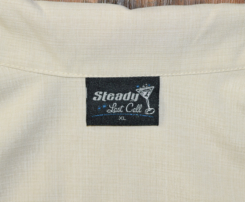 メンズ ステディ ラスト コール タン フローラル ボウリング シャツ - XL