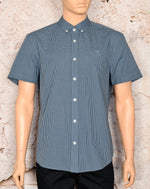 Blue Gingham Original PENGUIN "Heritage Slim Fit" Button-Down Short Sleeve Shirt - XL