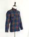 Vintage 80's Blue Tartan Plaid VAN HEUSEN "Winterweights" Flannel Button Down Shirt - L